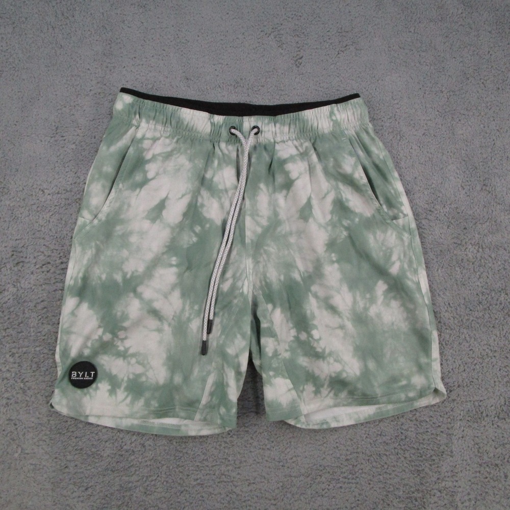 BYLT Premium Basics Active Short Mens Large Green Tie Dye Athletic Gym Shorts